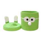 Handmade Bunny Cotton Rope Storage Basket – Neon & Red | 7x7 Inch | Eco-Friendly Organizer – Mr. Bunny