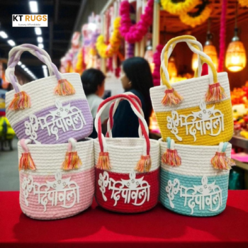 Handwoven Diwali Baskets | Jute Basket 8x8" - Set of 5