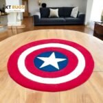 Captain America Shield Wool Rug – 80cm | Hand-Tufted Heroic Decor