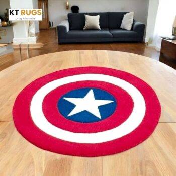 Captain America Shield Wool Rug – 80cm | Hand-Tufted Heroic Decor