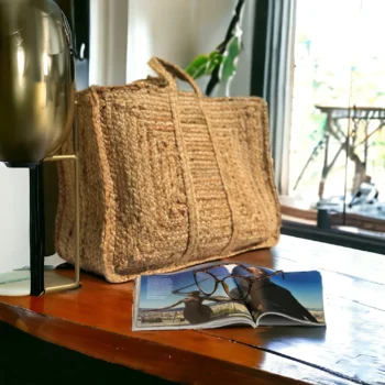 Unisex Jute Tote Bag For College Students With Laptop Compartment