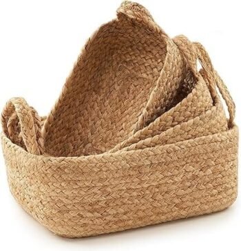 Natural Jute Rope Storage Basket Set